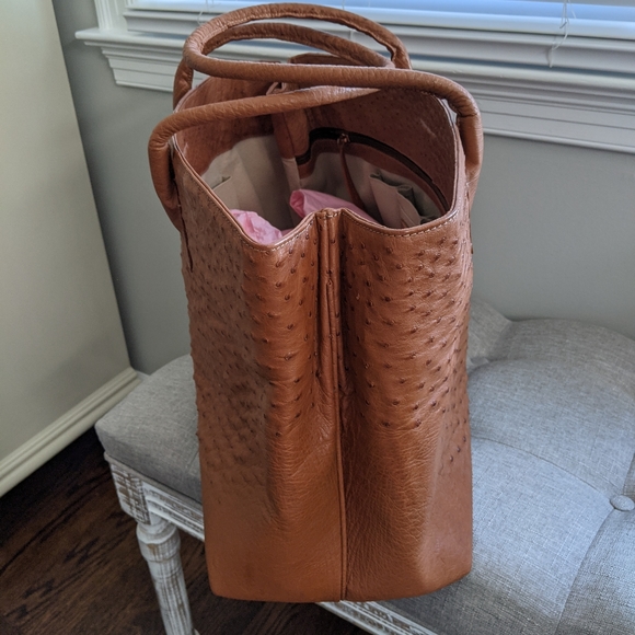 Barfield Collection Tan Ostrich Leather Tote - Picture 6 of 10